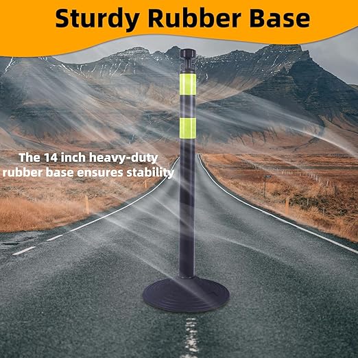 6 Pack 39 Inch Black Traffic Delineator Posts - Image 4