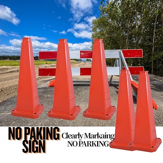 BESEA 6 Pack 28" Bright Orange Traffic Safety Cones - Image 3