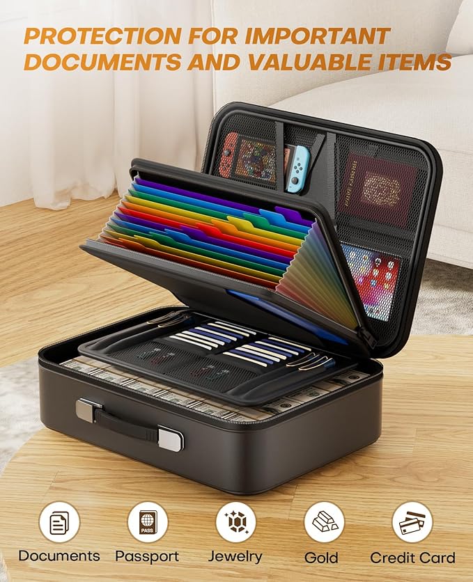 Fireproof Document Box, Hard Case Fireproof Document Organizer - Image 5