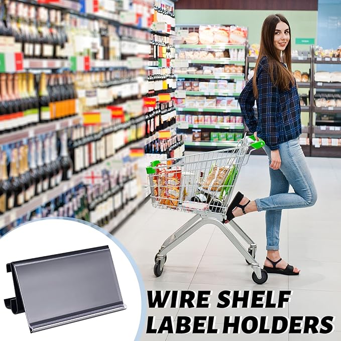 100 Pcs Wire Shelf Label Holders Plastic Wire Rack Clips 3 x 1.25 Inch Shelf - Image 6