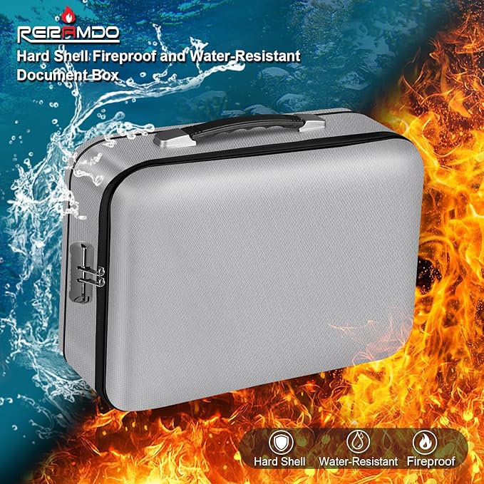 Fireproof Document Box, Hard Shell Fireproof Box, Document Organizer - Image 2