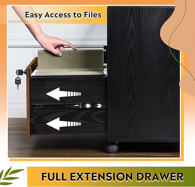 DEVAISE File Cabinet with Charging Station, 1 Drawer Rolling File Cabinet - Image 6