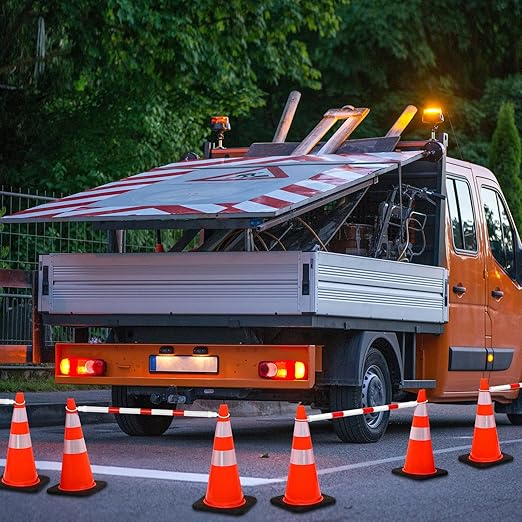 Huwena 12 Pcs Retractable Traffic Cone Bar from 4ft to 7.2ft Lightweight Bars - Image 6