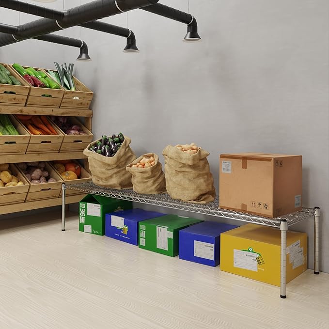 18''W x 72''L x 14''H Chrome Plated Wire Dunnage Rack | Off The Floor Storage - Image 2
