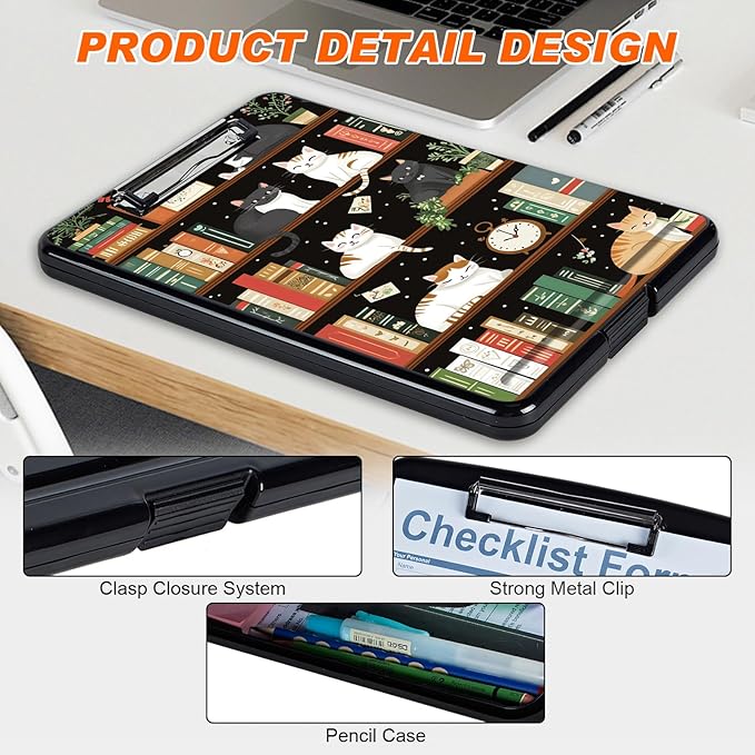Clipboard with Storage, Hard Letter A4 Size Clip Board with Pen Holder & Paper - Image 4