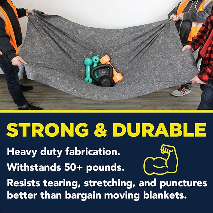 Padded XL Moving Blankets, 12 Pack, Heavy Duty, Eco-Friendly Pads - Image 3