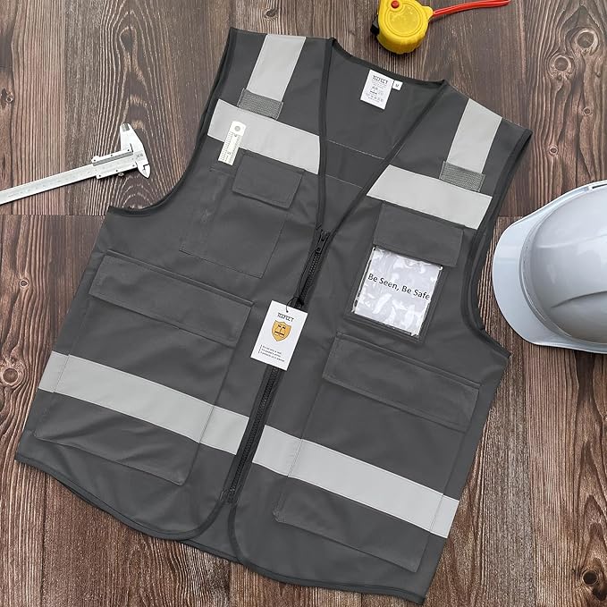 TCCFCCT Hi Vis Vest 5 Pockets High Visibility Reflective Safety Vest - Image 5