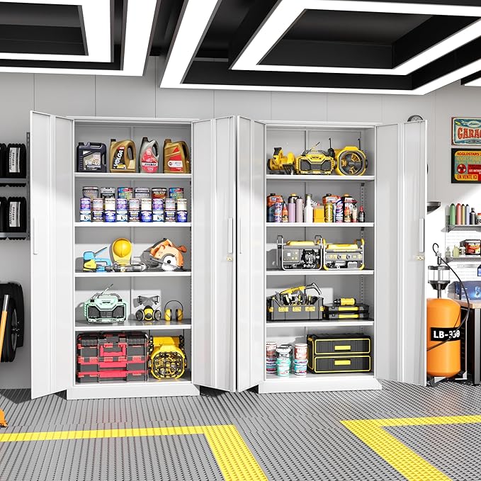 Greenvelly Metal Garage Storage Cabinet, Steel Lockable Storage Cabinet - Image 2