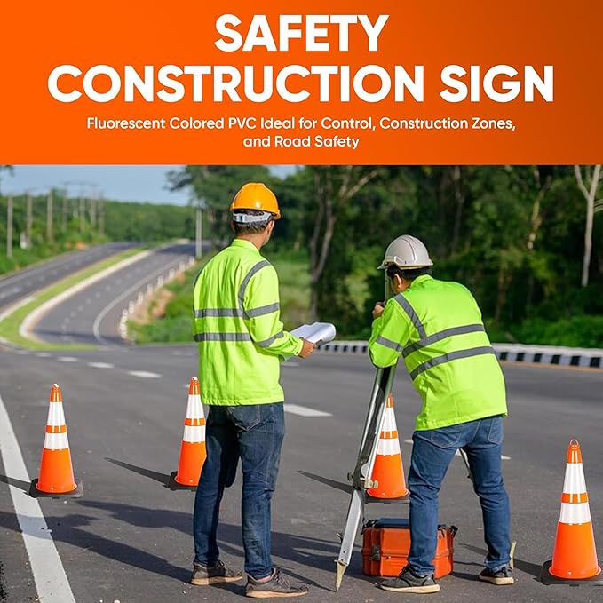 Pyle 28-Inch Safety Traffic Cones, Stackable PVC Construction - Image 4