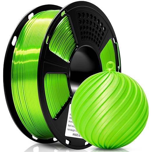 Geeetech Silk PLA Filament 1.75mm 3D Printer Filament Apple Green, Metal-Like by GEEETECH
