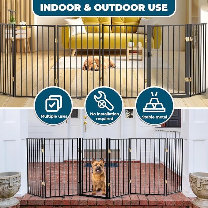 Metal Freestanding Dog Gate Outdoor-6 Panels - Image 4