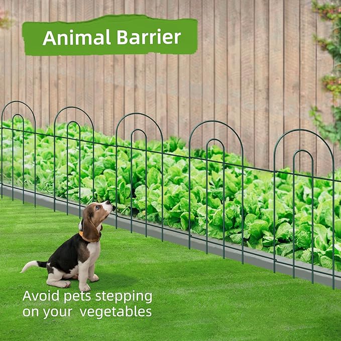 Decorative Garden Fence Border 32inX20ft Outdoor Green No Dig Temporary Iron - Image 2