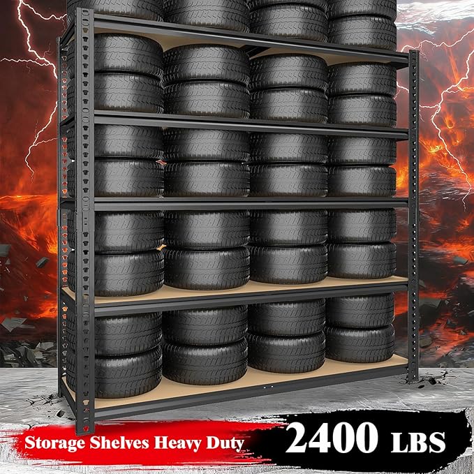 72" H Storage Shelves, Storage Shelves Heavy Duty, 2400LBS Metal Shelving Units - Image 4