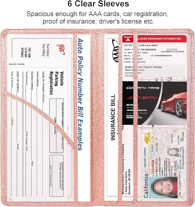 Car Registration and Insurance Holder, Leather Magnetic Shut Vehicle Glove Box - Image 3