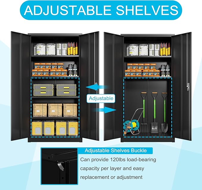 Black Iron Metal Lockable Storage Cabinet - Image 4