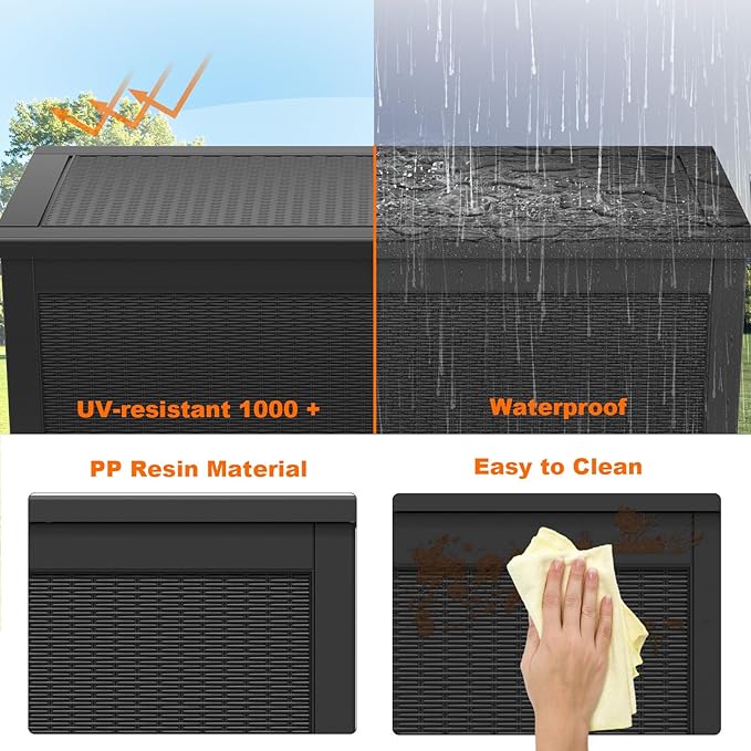 320 Gallon Resin Deck Box, Lockable Patio Outdoor Storage Box - Image 4