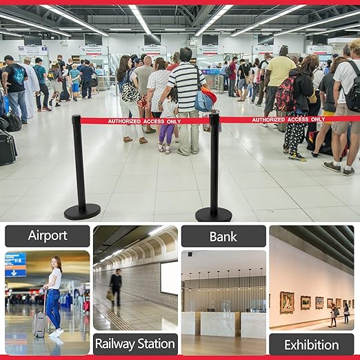 Therwen 6 Pack Heavy Duty Crowd Control Stanchions 9.8 ft Stainless Steel - Image 6