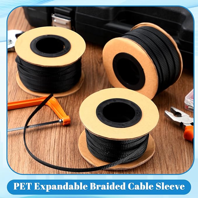 Pangda 300 Feet 1/4, 3/8 Inches Wire Loom PET Expandable Braided Sleeving - Image 6