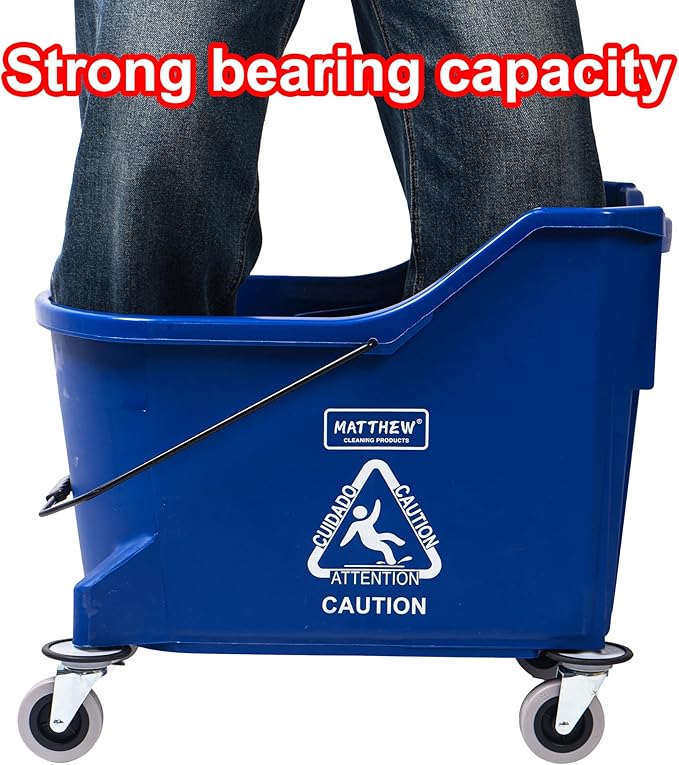 Matthew Cleaning Blue 44Quart Commercial Mop Bucket INCL.Wet String Mop& 19'' - Image 6