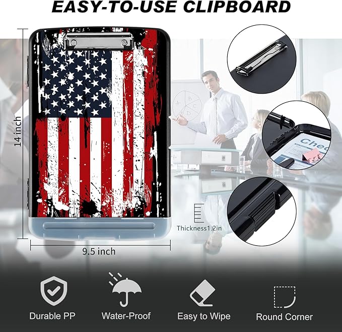Side Opening Clipboard with Storage and Pen Holder, Heavy Duty Contractor Clip - Image 2
