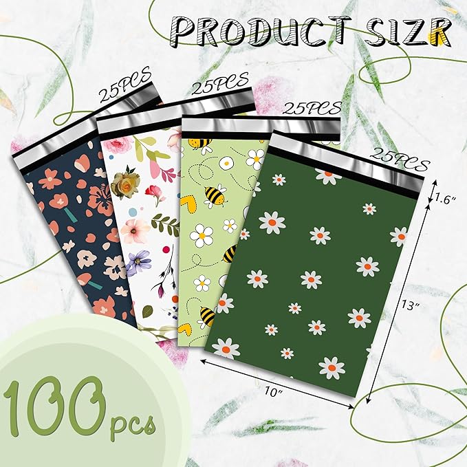 Poly Mailers-10x13 Inch Variety Pack of 100，25pcs Each Print ，Strong Adhesive - Image 3