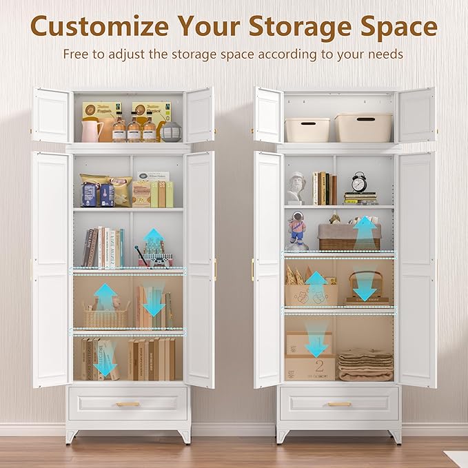 Kitchen Pantry Cabinet, Metal Storage Cabinet - Image 5