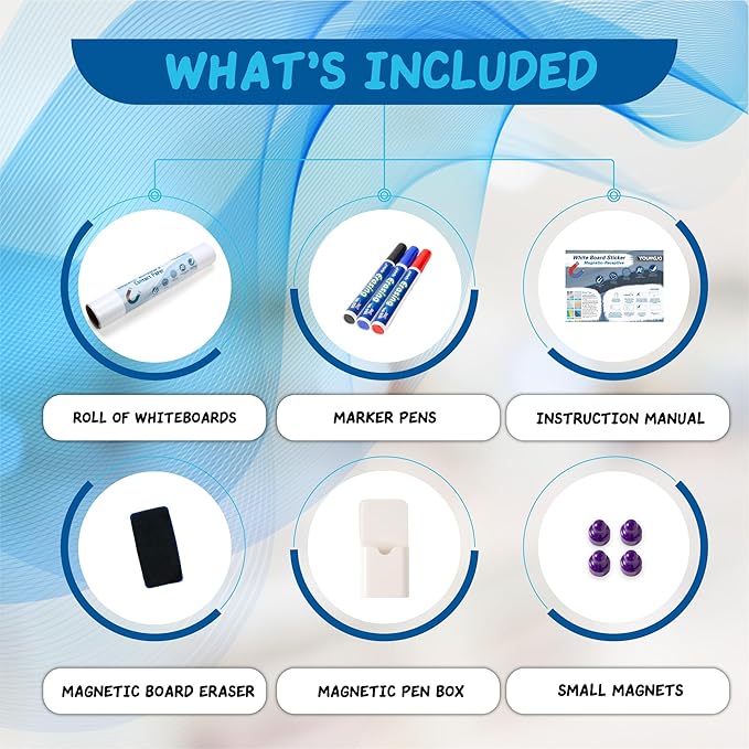 YOUNGJQ Magnetic Whiteboard Contact Paper 24" x 16" Adhesive Dry Erase White - Image 2