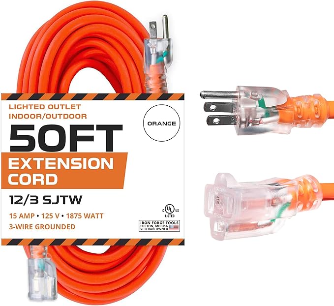 IRON FORGE CABLE 50 Ft Orange Extension Cord by IronForgeCable