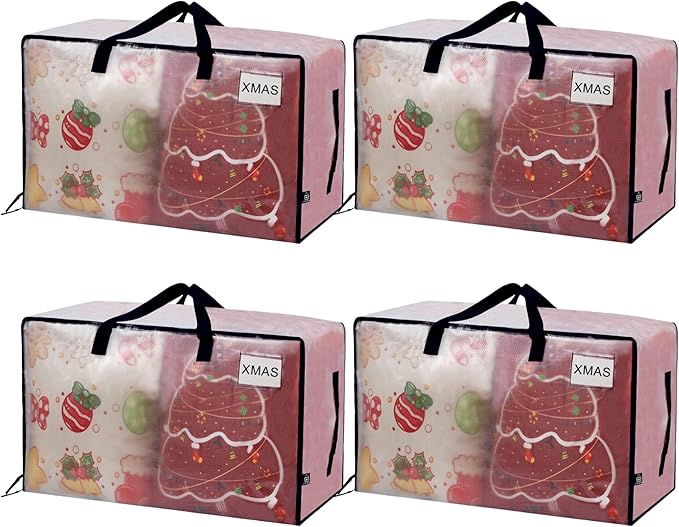 VENO 4 Pack Moving Bags and Large Christmas Decoration Storage Bins by Veno