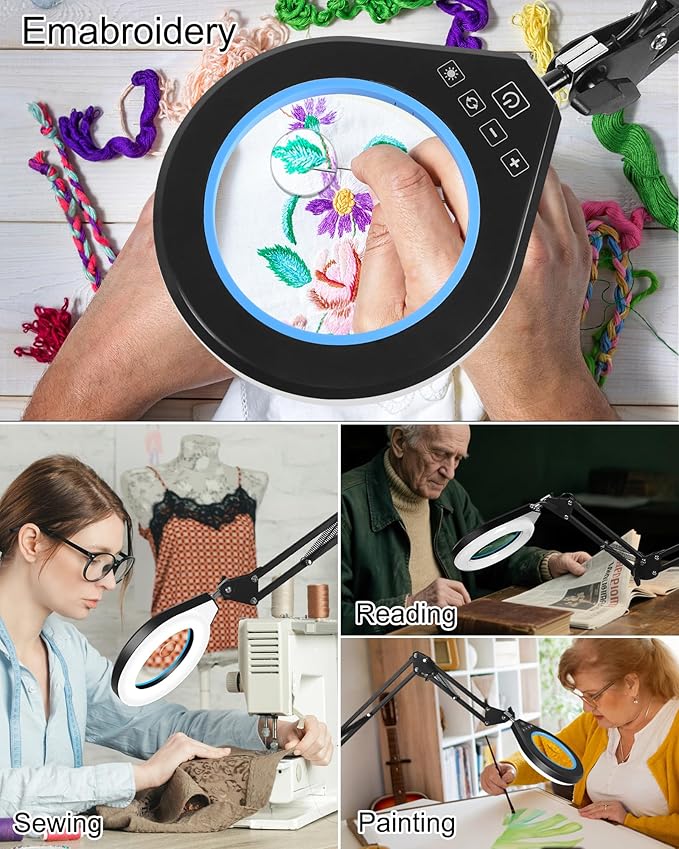 10X & 5X Magnifying Glass with Light, Ultra Long Swing Arm, 5 Colors & 10 - Image 8