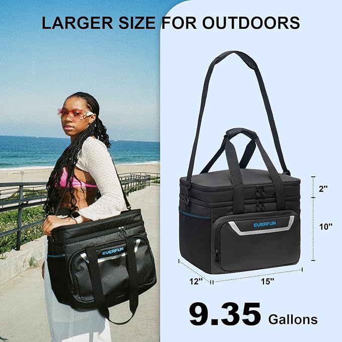 EVERFUN Small Cooler Lunch Box Mini Leak-Proof Soft Double Deck 24 Can Personal - Image 3