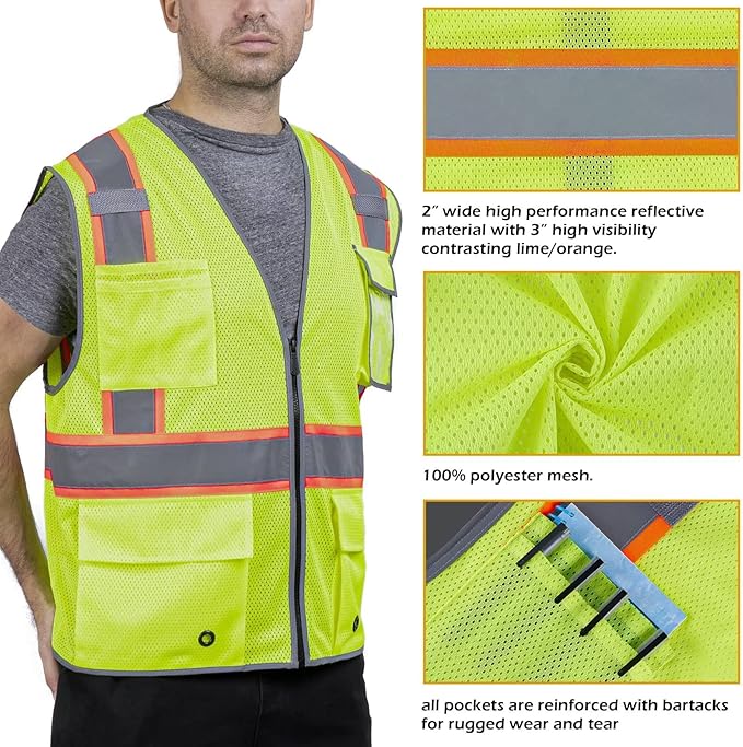 High Visibility Mesh Safety Vest - Image 3