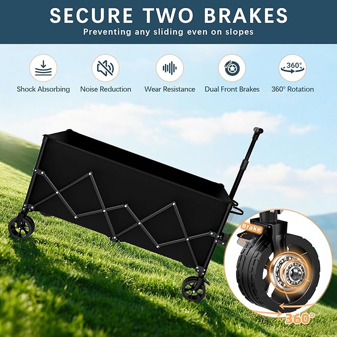 Favoyard Extra Large Collapsible Wagon Carts Foldable 220L & 360LBS Folding - Image 5