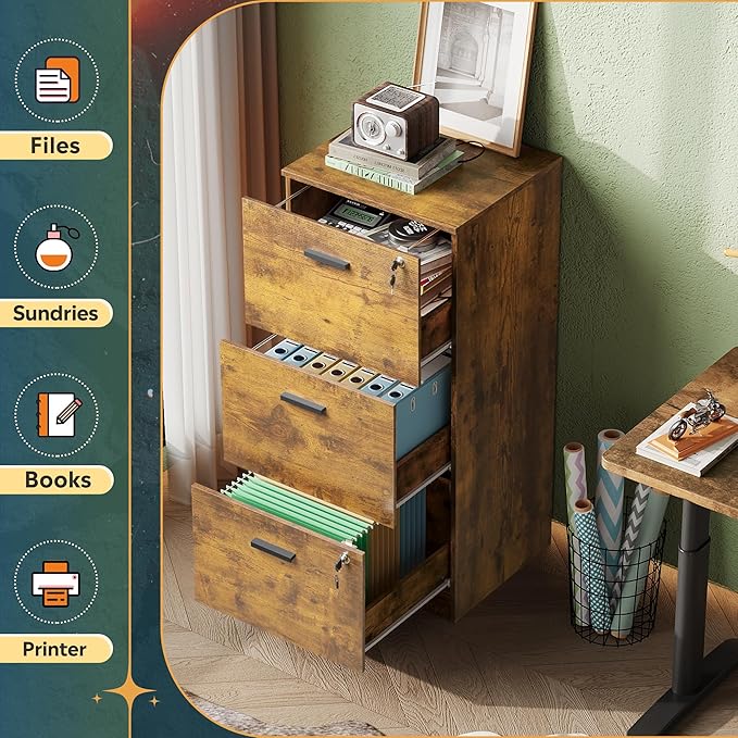 DEVAISE 3 Drawer File Cabinet - Image 5