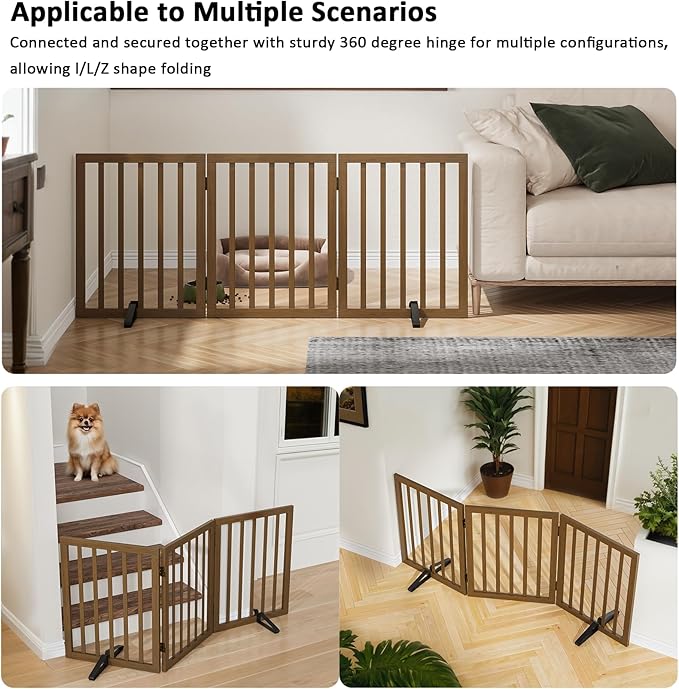 Dog Gate for Stairs, Foldable Dog Gate for Indoor Doorways House, Freestanding - Image 4