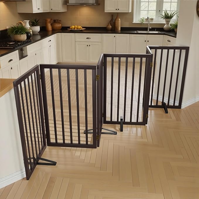 Dog Gate for Doorways 32" Tall Freestanding Dog Gate for Stair Foldable Pet - Image 2