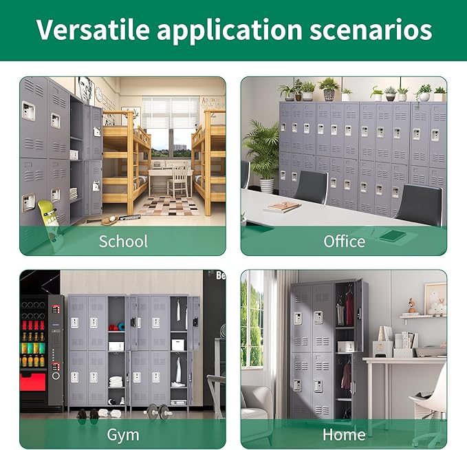 72" Tall Employees Locker with Shelves and Hooks 6 Doors Steel Sports Locker - Image 5
