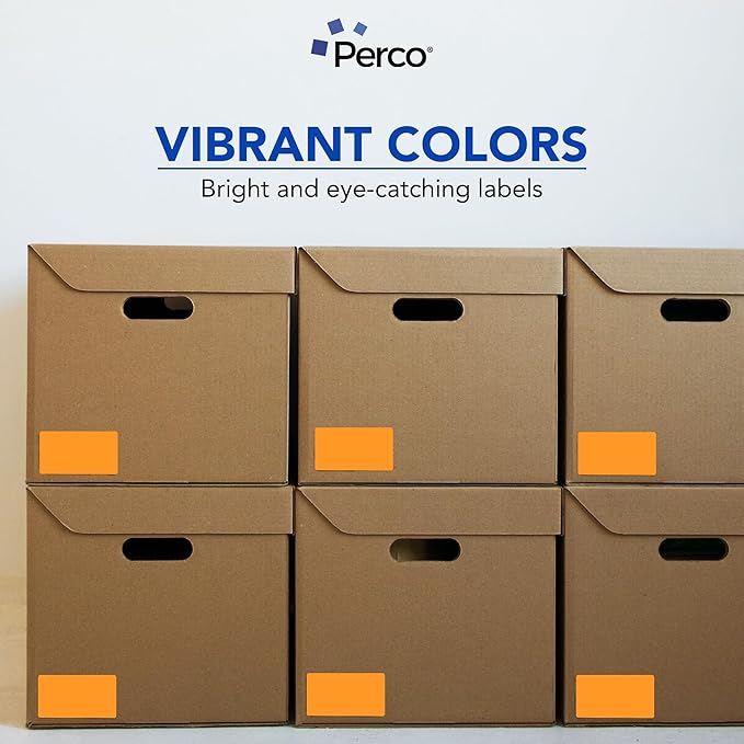 Perco Fluorescent Orange 3x5 Inch Perforated Sticker Labels — 150 Stickers/Roll - Image 7