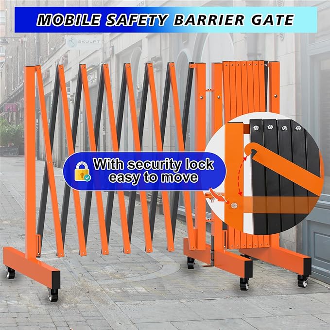 1 Set 16.8FT Industrial Metal Expandable Barricade，Retractable Traffic Fence - Image 3