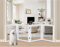 LZRS 4-Panel Extra-Wide Wooden Freestanding Dog Gate: Foldable Solid Wood and by LZRSPET