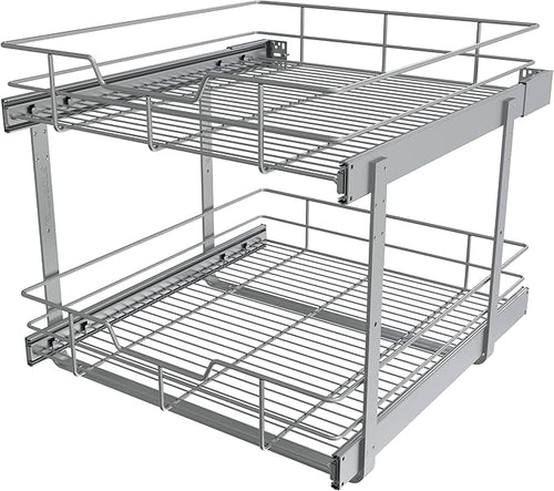 2 Tier Pull Out Cabinet Organizer 20" W X 22" D, Slide Out Drawers by STORKING