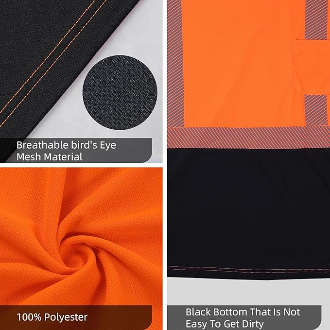 FONIRRA Safety Shirts for Men High Visibility Reflective ANSI Class 2 Hi Vis - Image 4