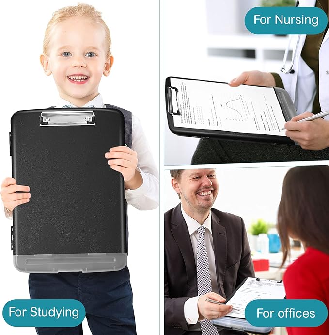 Epakh 4 Pcs Clipboard with Storage Plastic Nursing Clipboard with Pen Holder - Image 6