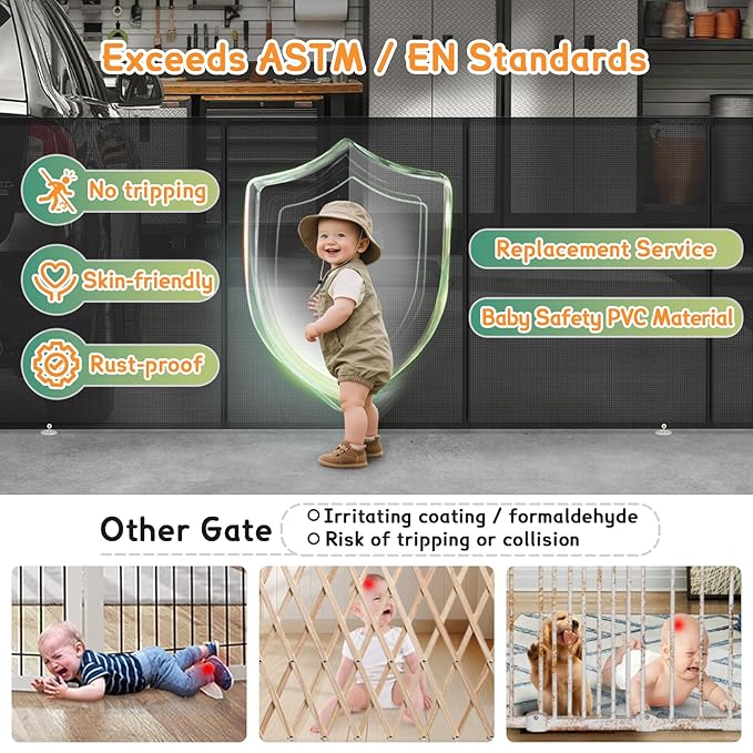 200'' Retractable Baby Gates Extra Wide, Extra Long Retractable Baby Gate - Image 4