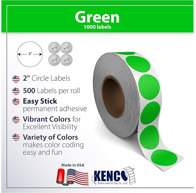 Kenco Color Coding Circle Dot Sticker Labels on a roll - Image 2