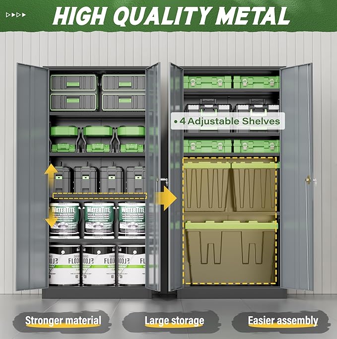Greenvelly Metal Storage Cabinet, 72 Inch Lockable Storage Cabinet - Image 2