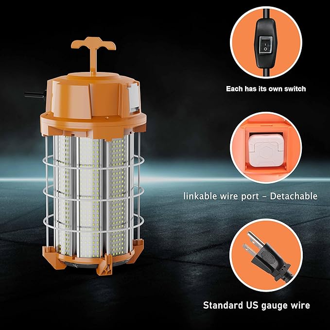 250W LED Temporary Work Light 37, 500 Lumens Construction Lights 5000K Portable - Image 7