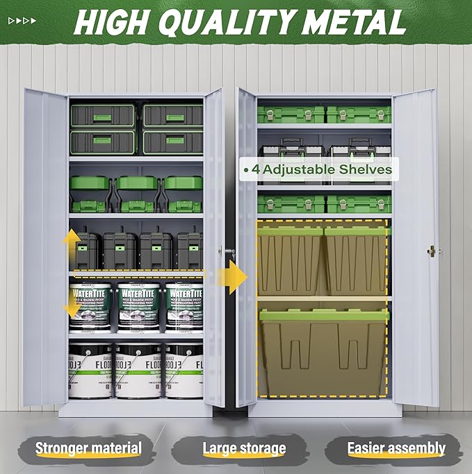 Greenvelly Metal Storage Cabinet, Metal Cabinet - Image 4