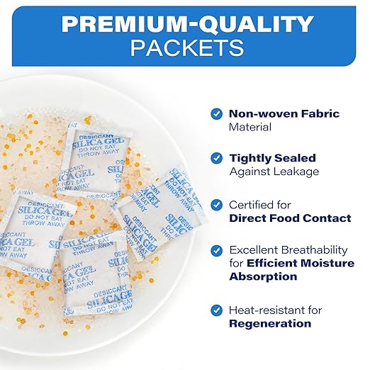 LotFancy Silica Gel Packets, 5 Gram 150 Packs Rechargeable Desiccant - Image 6