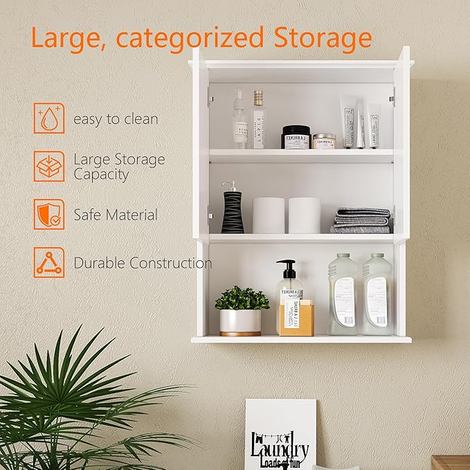 Bathroom Wall Cabinet, Over The Toilet Storage Cabinet, 23x29 Inch Medicine - Image 4
